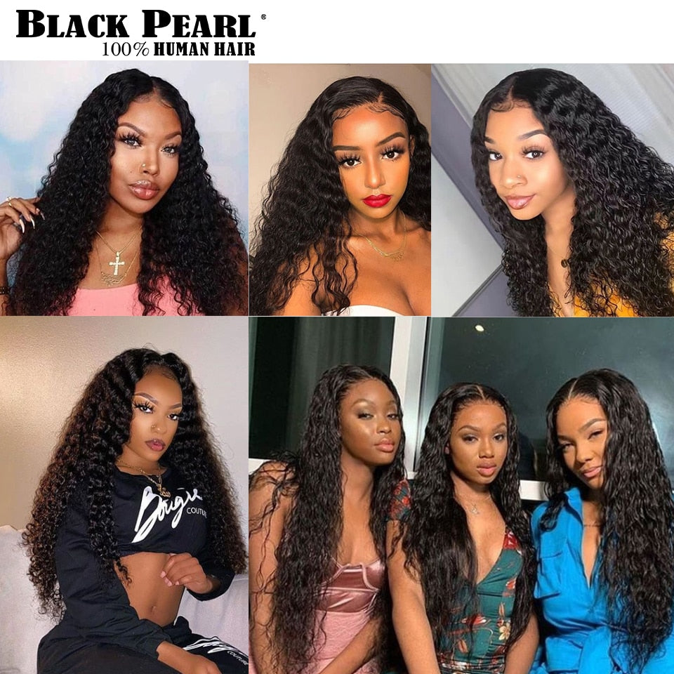 13x4 Kinky Curly Lace Front Human Hair Wigs For Black Women Brazilian Transparent Lace Frontal Wig Lace Deep Wave Water Wave