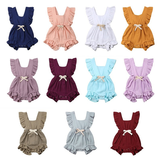 11 styles Newborn Baby Girls Ruffle Solid Color Romper Backcross Jumpsuit Outfits Sunsuit Baby Clothing