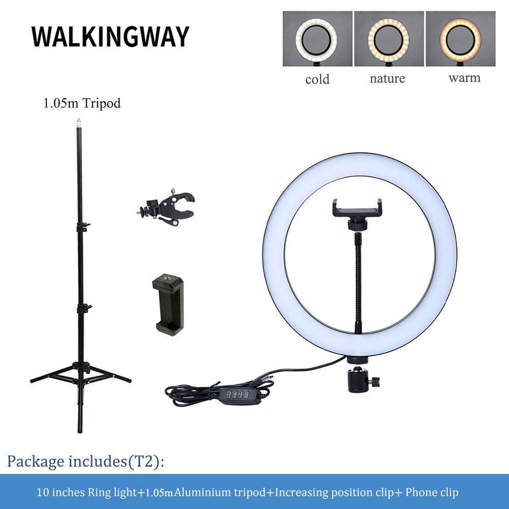 10&quot; LED Ring Light Photographic Selfie Ring Light with Stand for Youtube Makeup Video  Studio Tripod Ring Light for Smartphone