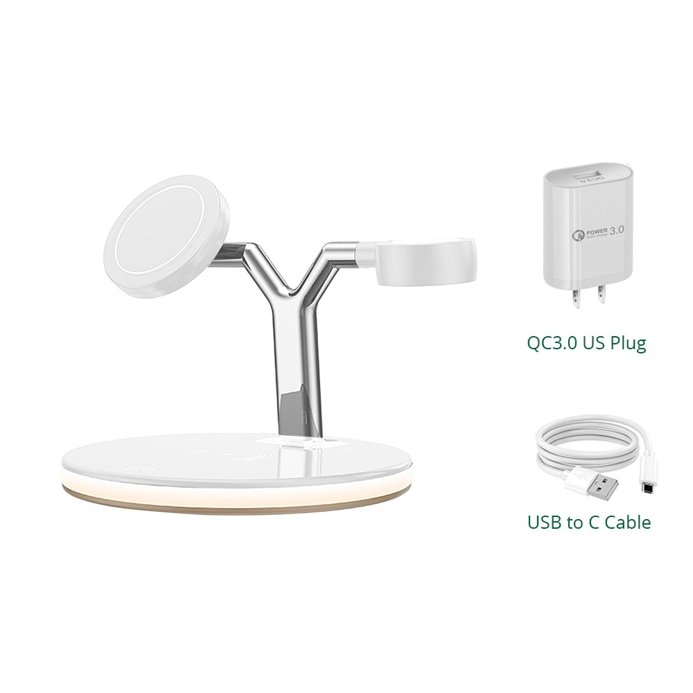 Bonola 15W 3 In 1 Wireless Chager for iPhone 12/14/13 iWatch Airpods Pro Magnetic Fast Charging Station Dock Stand Touch Light