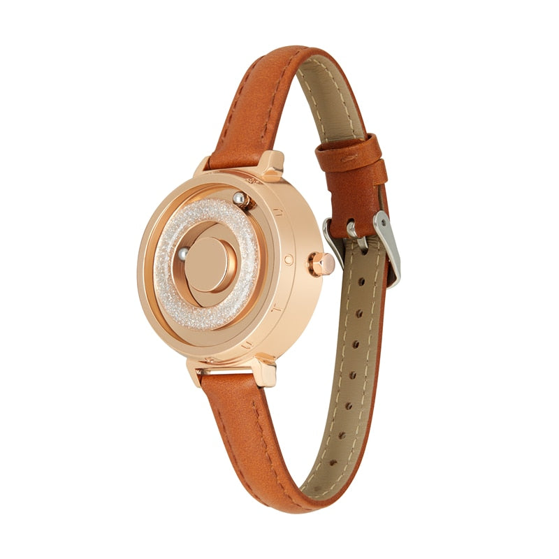 Eutour New Original Magnetic Rosegold Trend Women&#39;s Watch Female Student Quartz Minimalist Plant Fashion Stainless Steel Belt