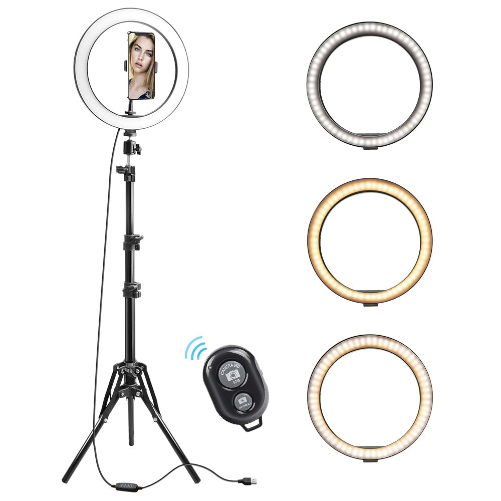 10.2 Inch Ring Light with Stand for phone- Rovtop LED Camera Selfie Light Ring for iPhone Tripod and Phone Holder for Video Photography