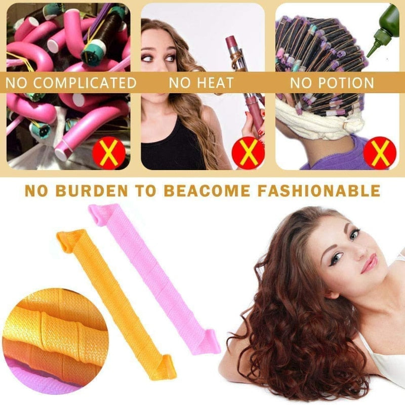 Heatless Hair Curlers Magic Wave Formers