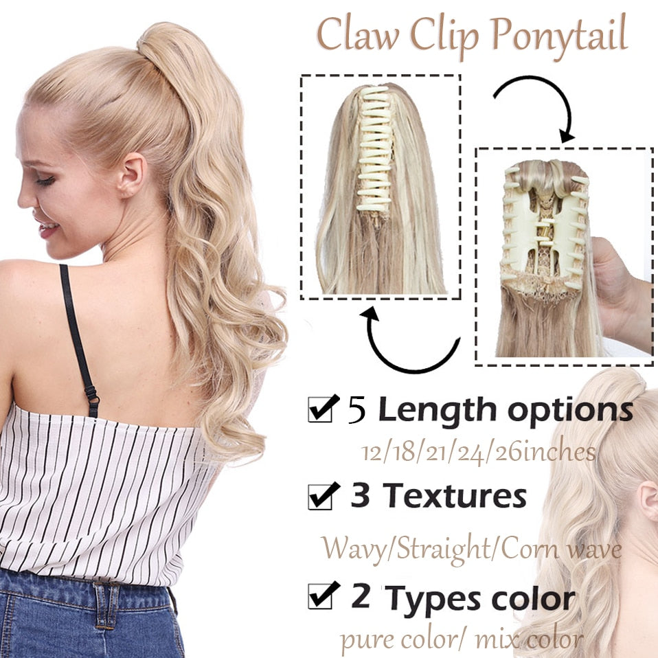 Synthetic Claw Clip Ponytail Hair Extension