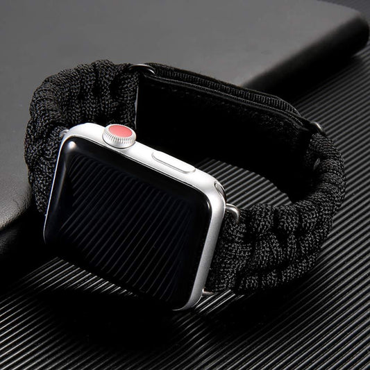 Strap For apple watch band 44mm 38mm 42mm Outdoors Leather clasp Survival Rope watchband bracelet iwatch series 6 SE 5 4 3 40mm