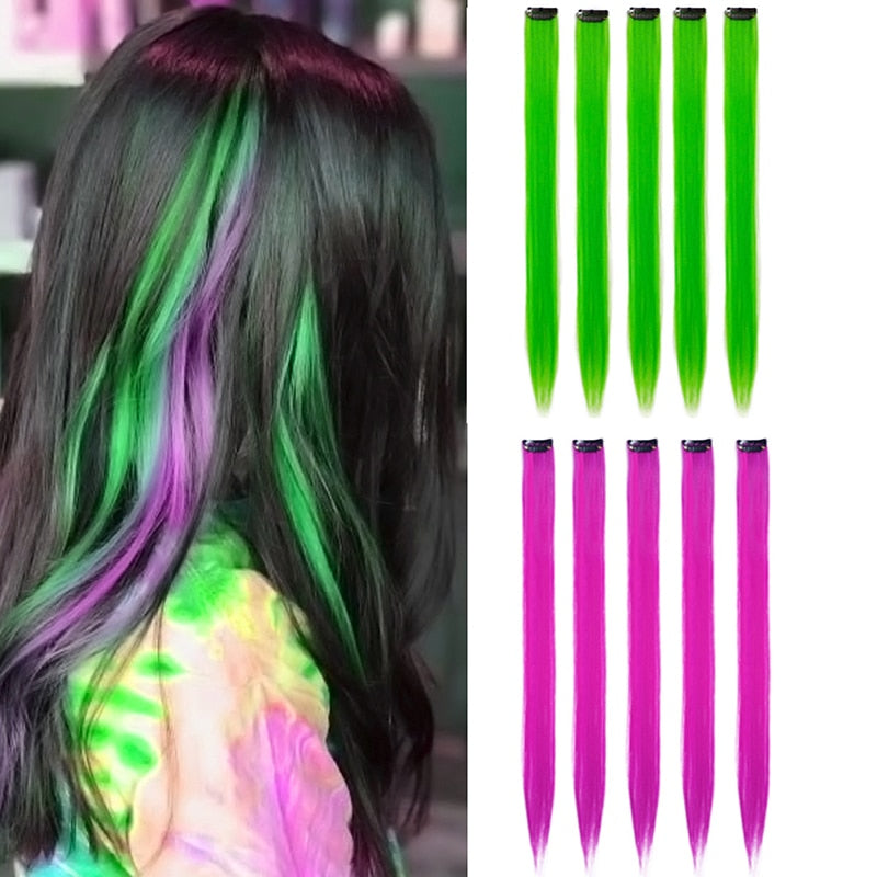 18 Colored Synthetic Ombre Clip In Hair