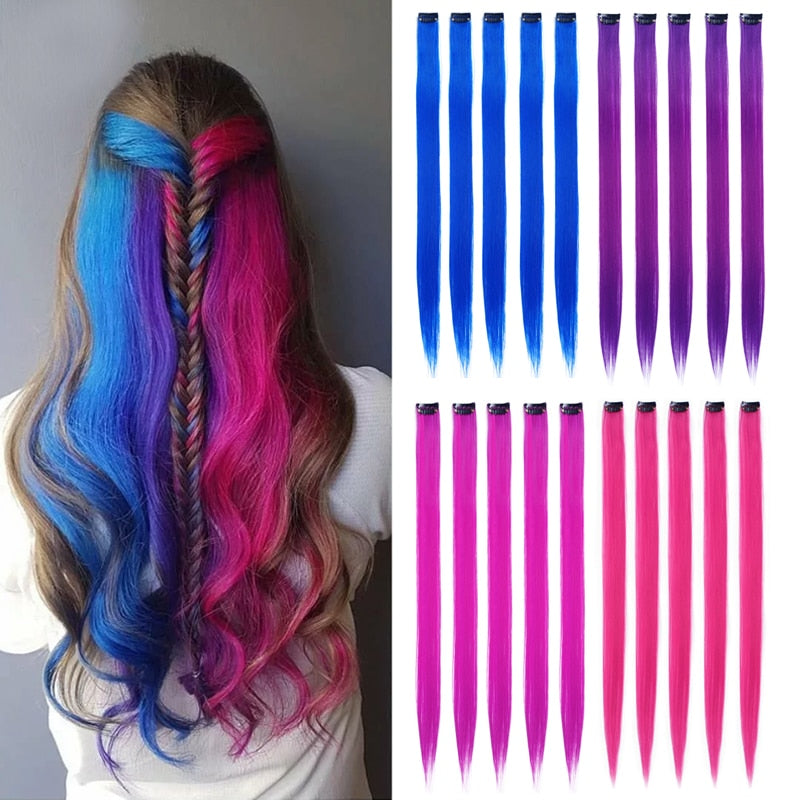 18 Colored Synthetic Ombre Clip In Hair