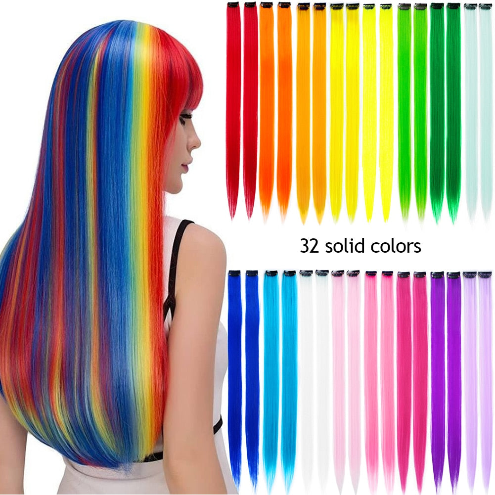 18 Colored Synthetic Ombre Clip In Hair