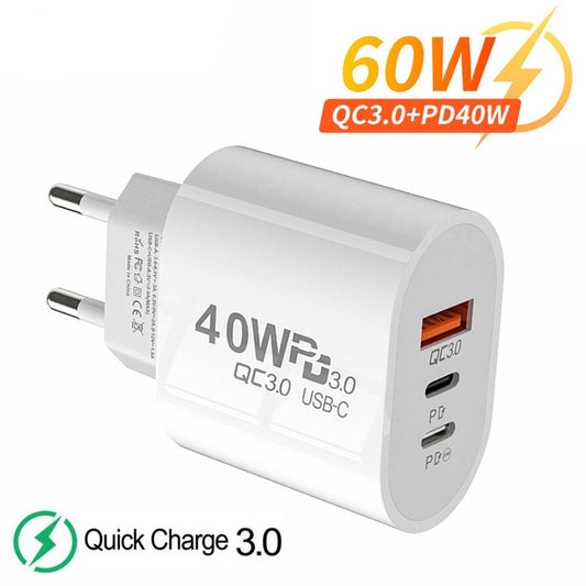 60W Fast Charging Charger 3Ports