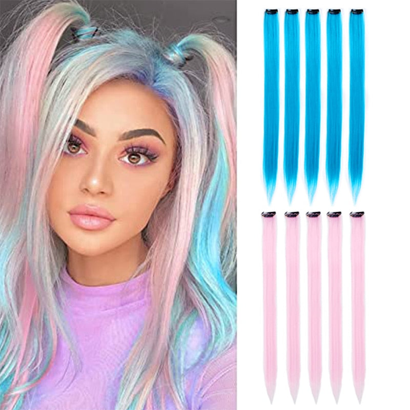 18 Colored Synthetic Ombre Clip In Hair