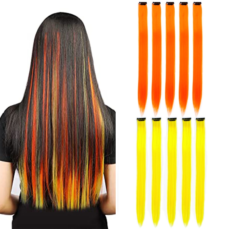 18 Colored Synthetic Ombre Clip In Hair