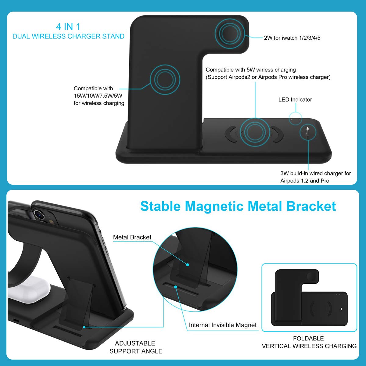 4 in 1 Qi Fast Charging Dock Station