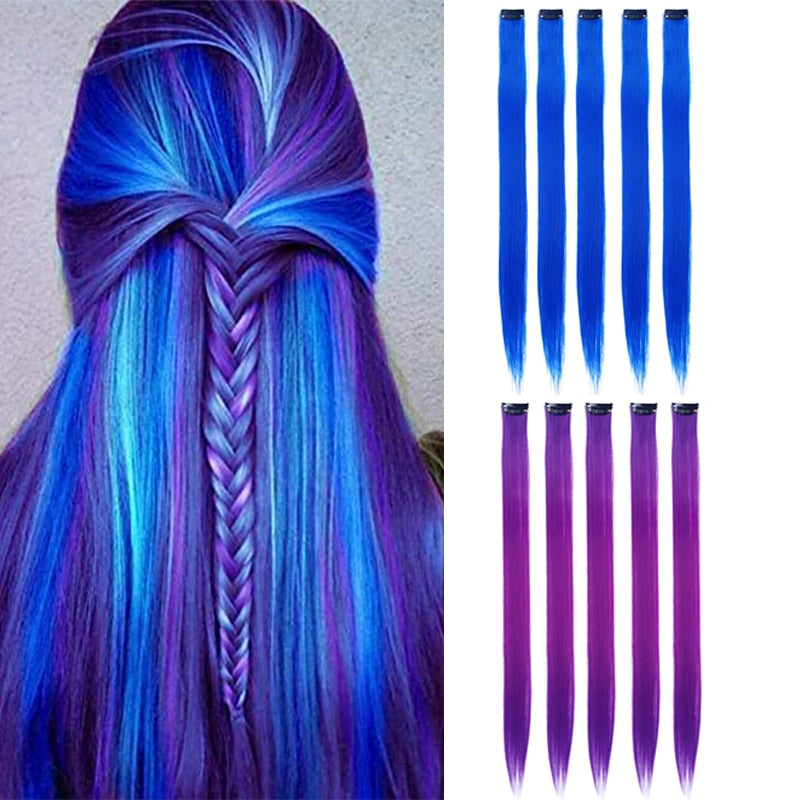 18 Colored Synthetic Ombre Clip In Hair