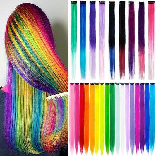 18 Colored Synthetic Ombre Clip In Hair