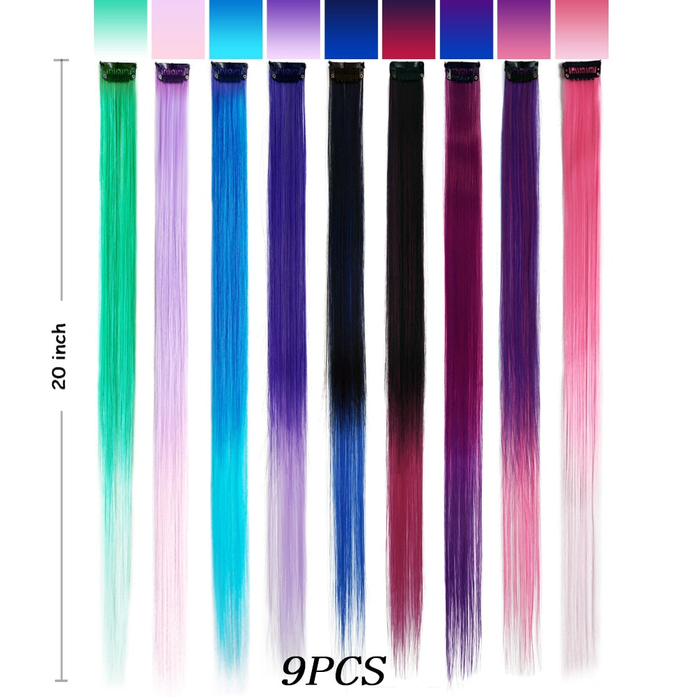 18 Colored Synthetic Ombre Clip In Hair