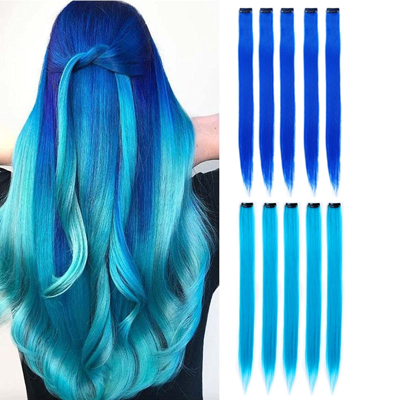 18 Colored Synthetic Ombre Clip In Hair