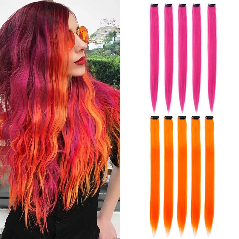 18 Colored Synthetic Ombre Clip In Hair