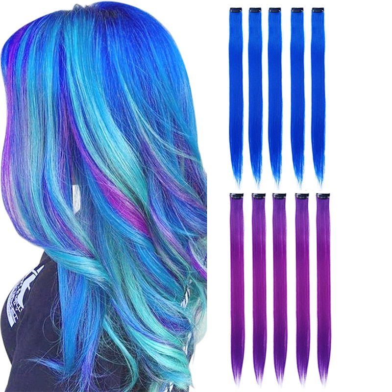 18 Colored Synthetic Ombre Clip In Hair