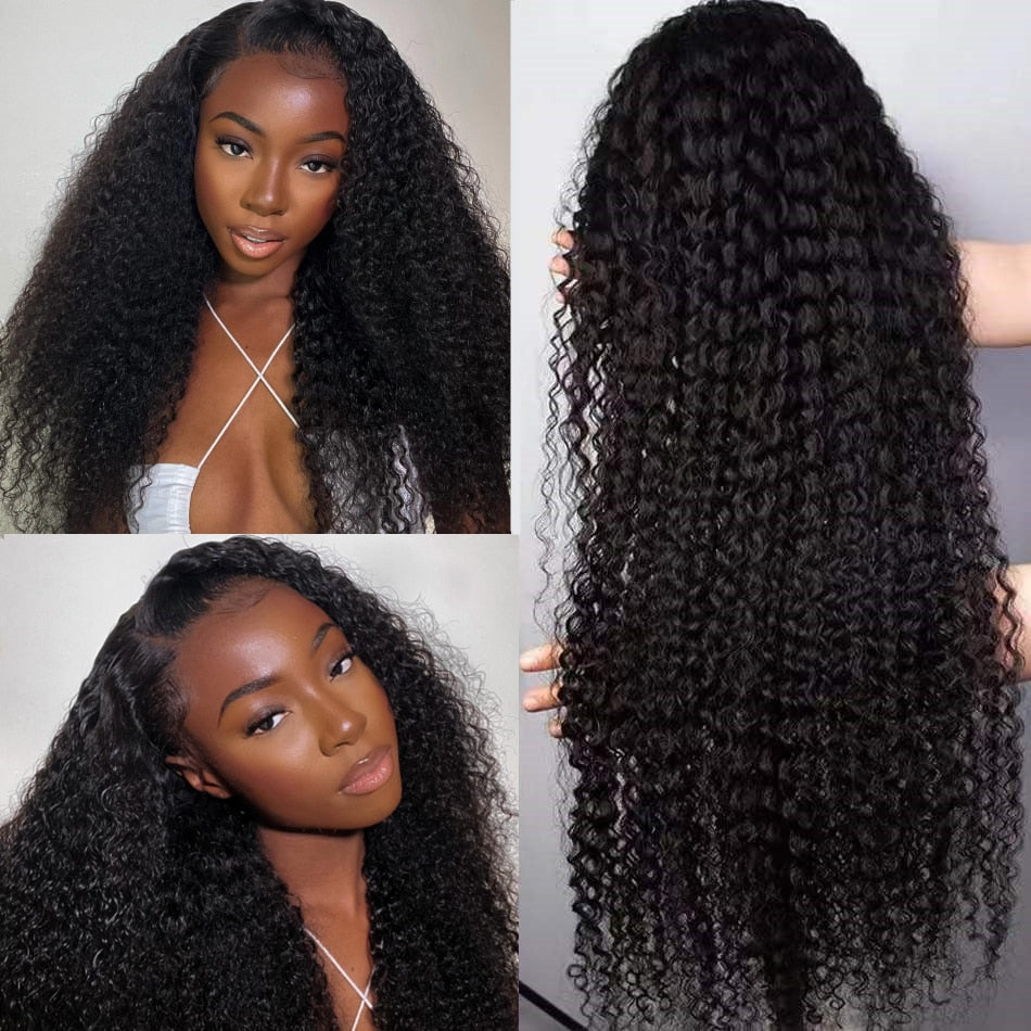 13x4 Curly Human Hair Wig Kinky Curly Lace Front Wigs For Women Transparent Lace Frontal Human Hair Wigs Deep Wave Frontal Wig