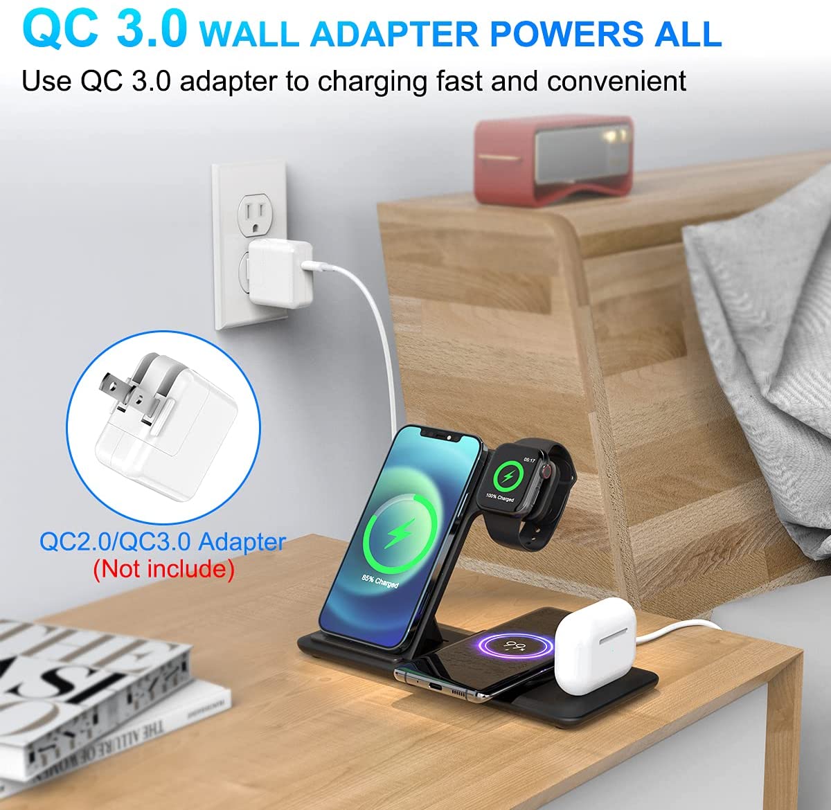 4 in 1 Qi Fast Charging Dock Station