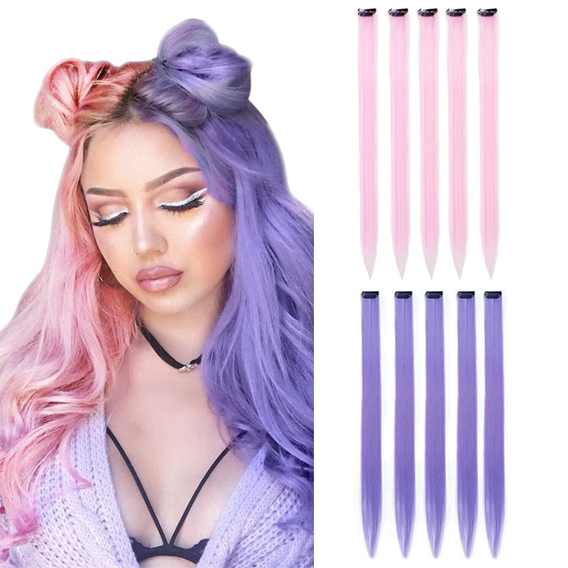 18 Colored Synthetic Ombre Clip In Hair