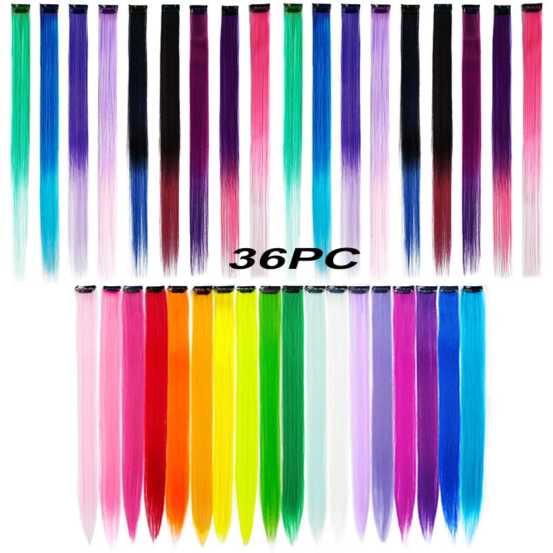 18 Colored Synthetic Ombre Clip In Hair