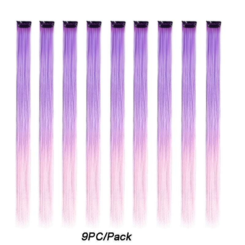 18 Colored Synthetic Ombre Clip In Hair